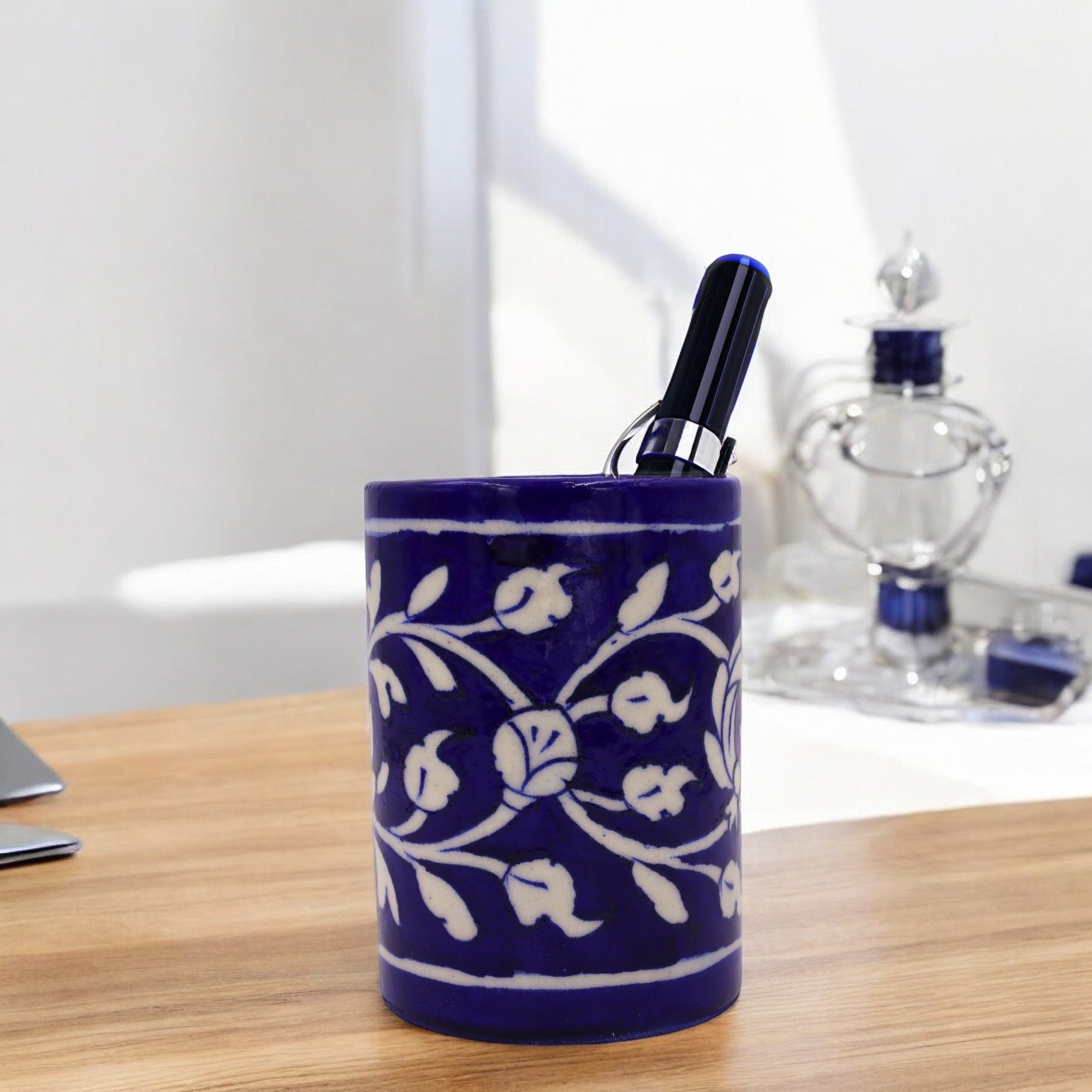 Natriel Blue Pottery Pen Holder