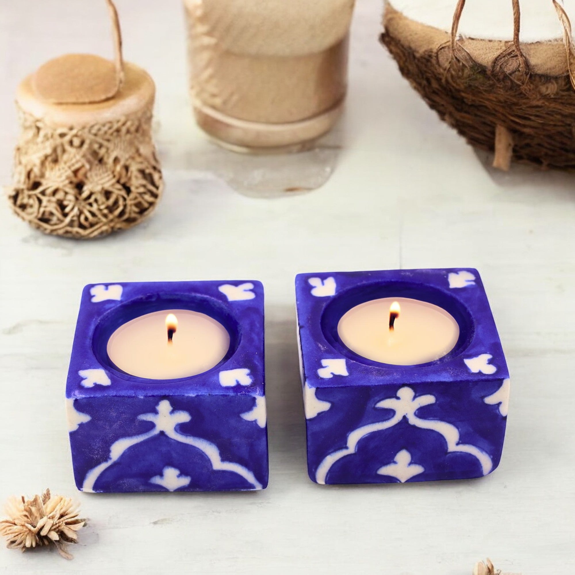 Natriel Blue Pottery T-Light Holders