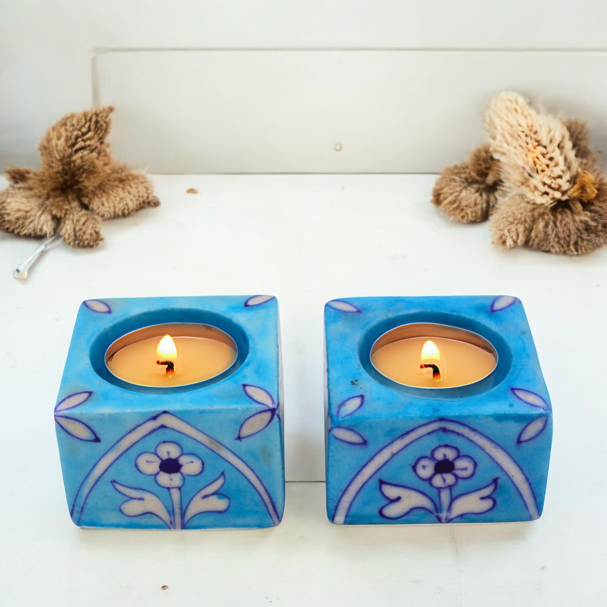 Natriel Blue Pottery T-Light Holders