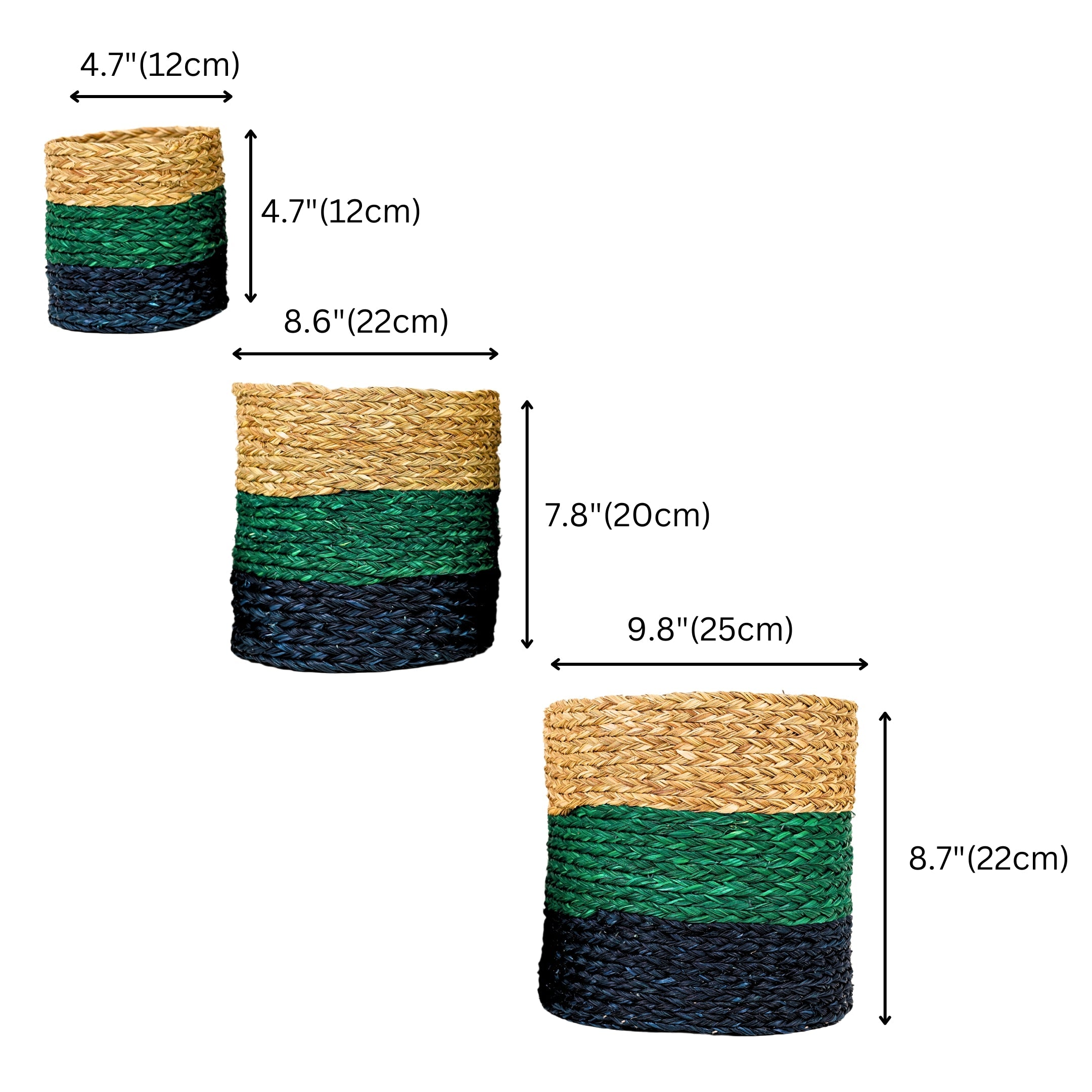 Natriel Eco-friendly Handwoven Sabai Grass Planters – Set of 3 