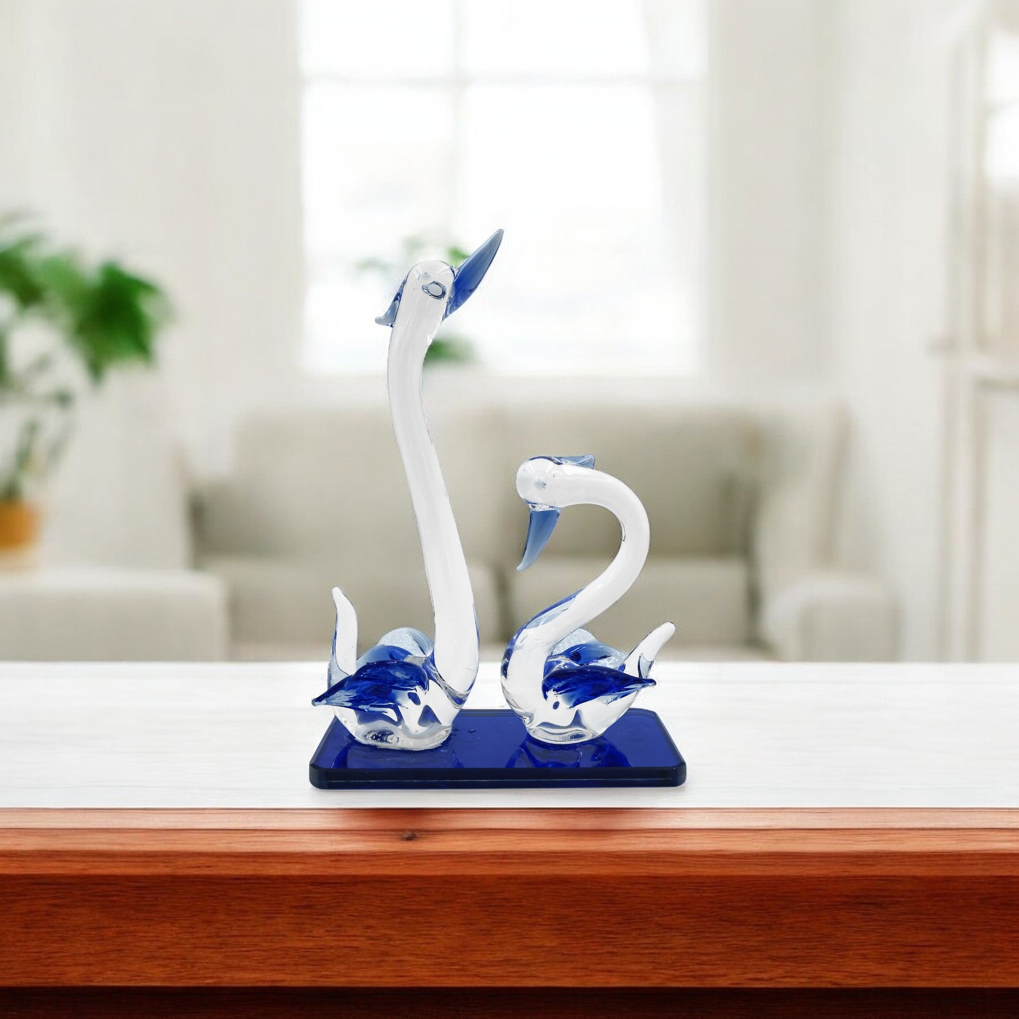 Swan Pair Glass Figurine