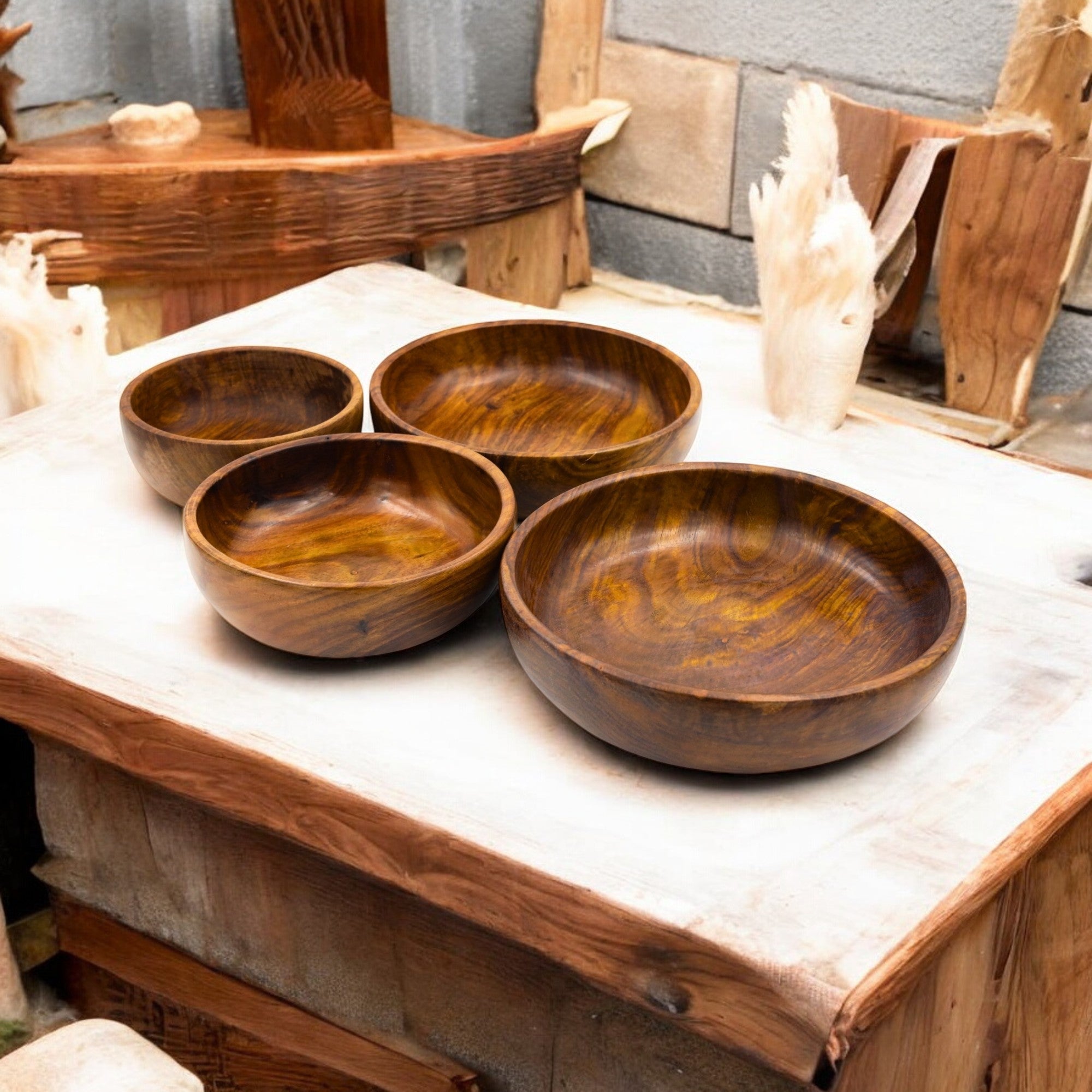 Natriel Wooden Bowls-Set of 4