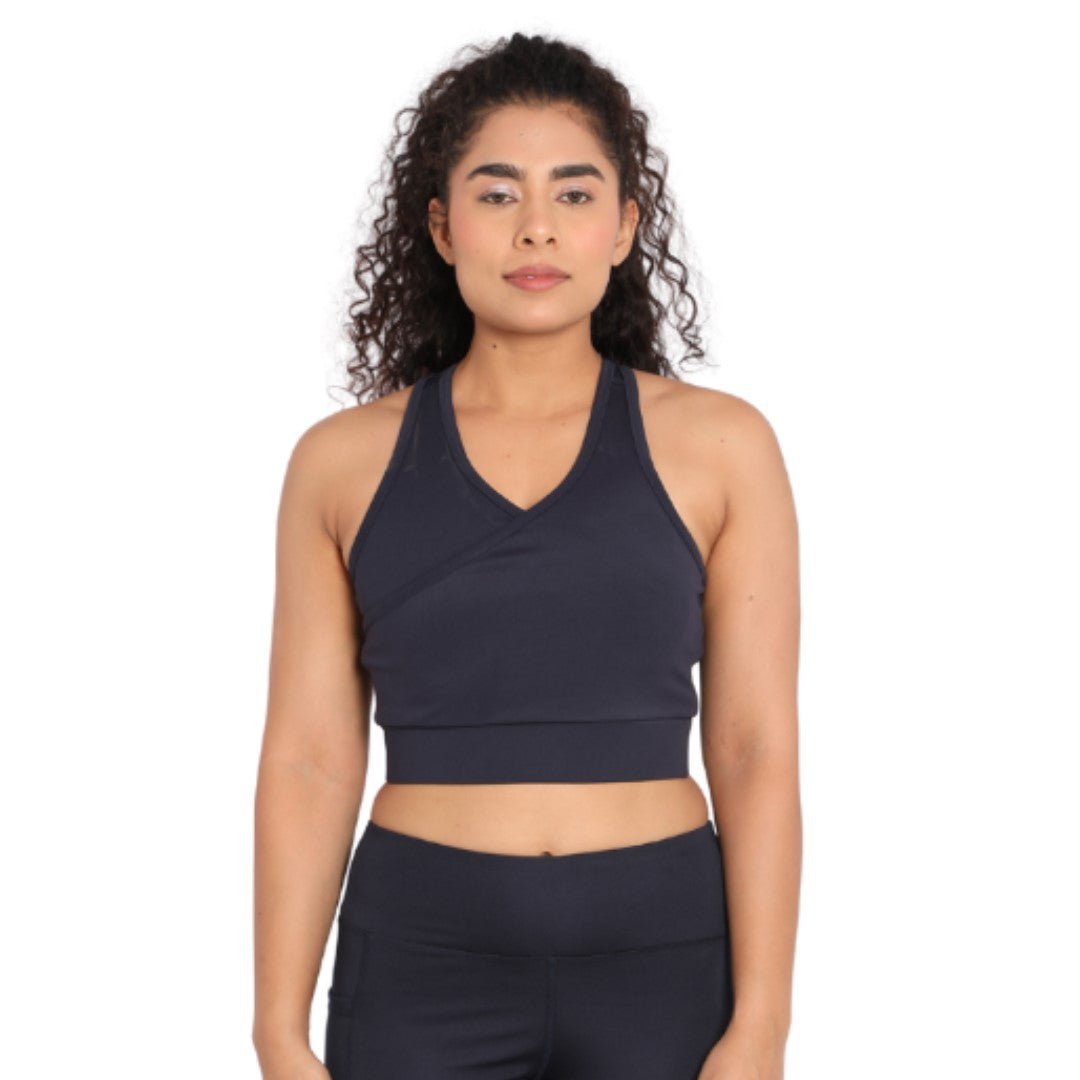 Women's Full Coverage Non Padded Sports Bra In Black - Deevaz
