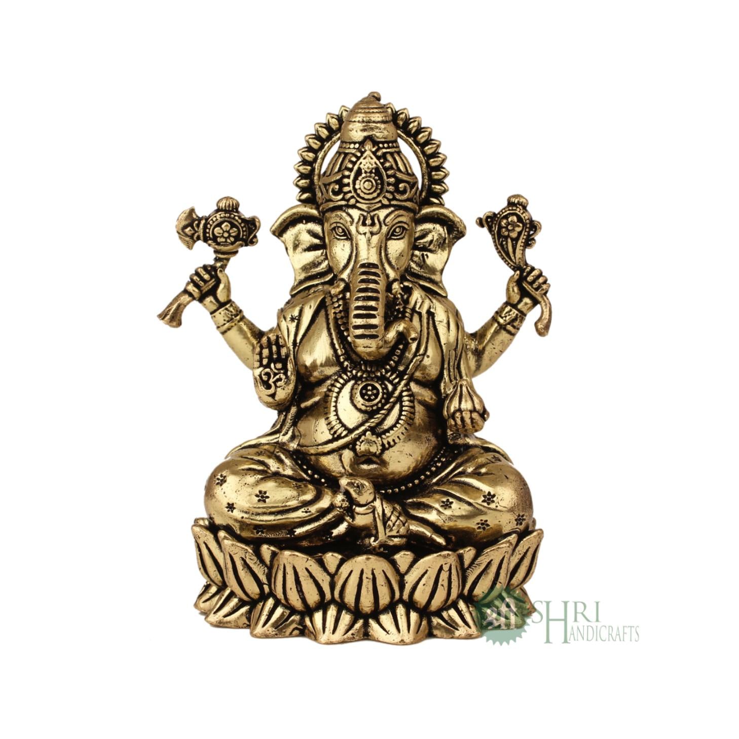 Lotus Ganesh Idol For Home Decor 3.5 Inch By Trendia Decor