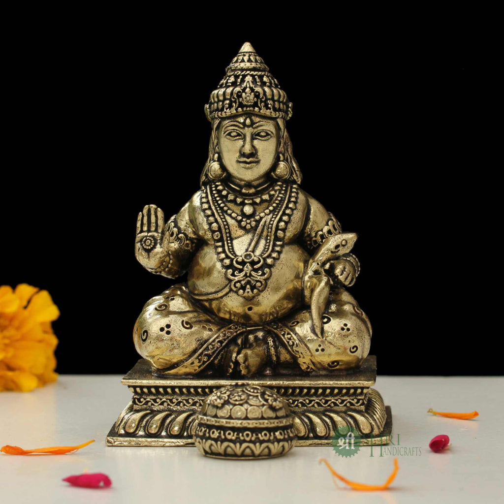 Brass Idol Lord Kubera God Of Wealth 4 Inch By Trendia Decor