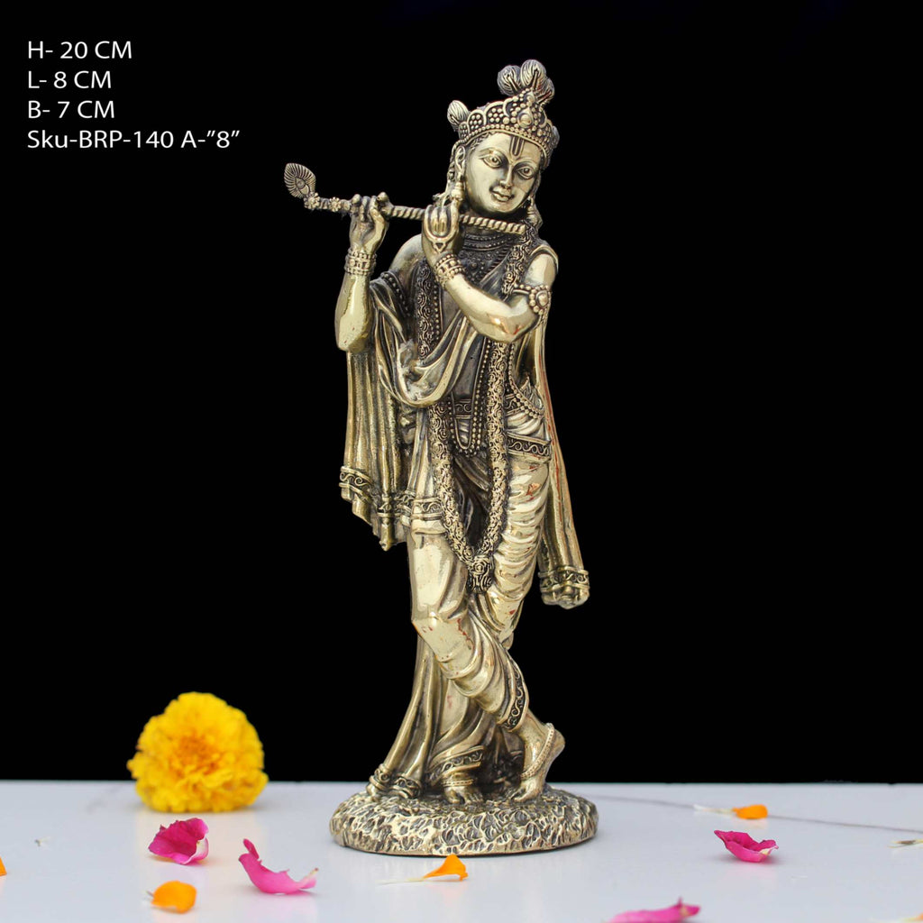8" BRASS KRISHNA STANDING (420GM)
