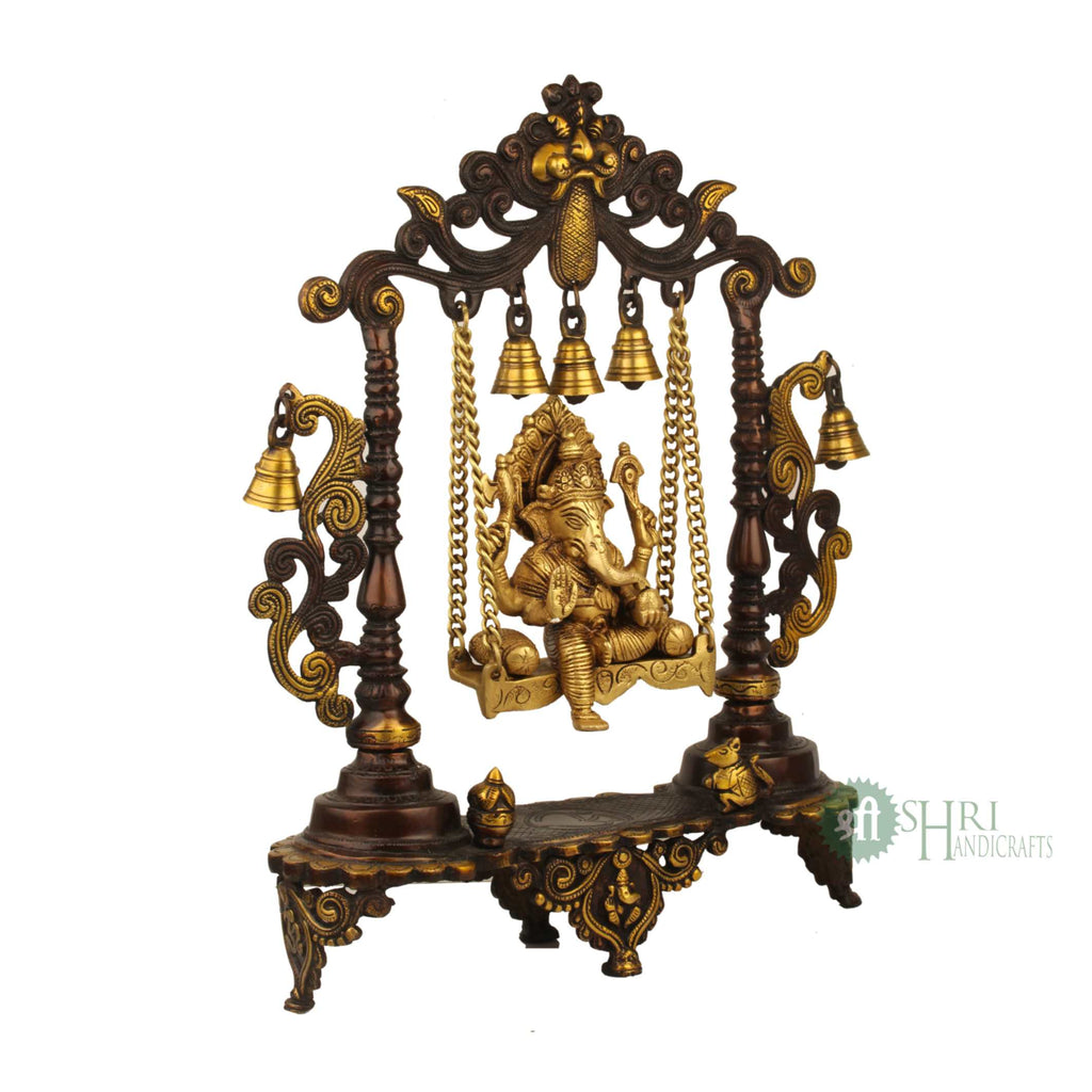18" BRASS JHULA GANESH