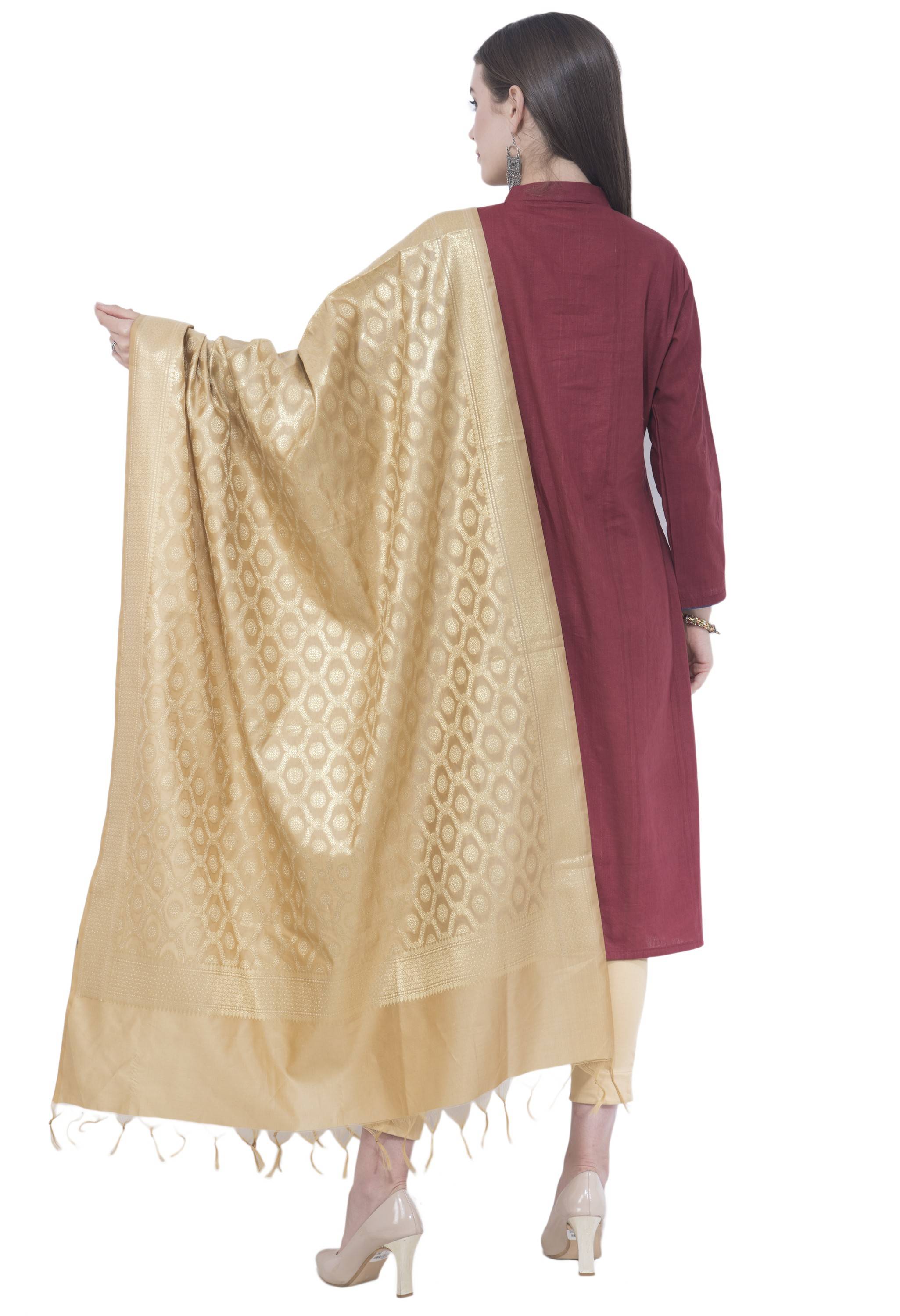 A R SILK Golden Color Vns pastle Chanderi cotton Dupattas