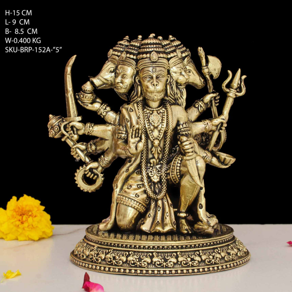 BRP152A05 (5" BRASS FIVE FACE HANUMAN BRP-1)