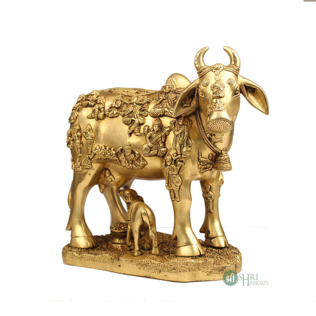 11" BRASS COW WITH CALF