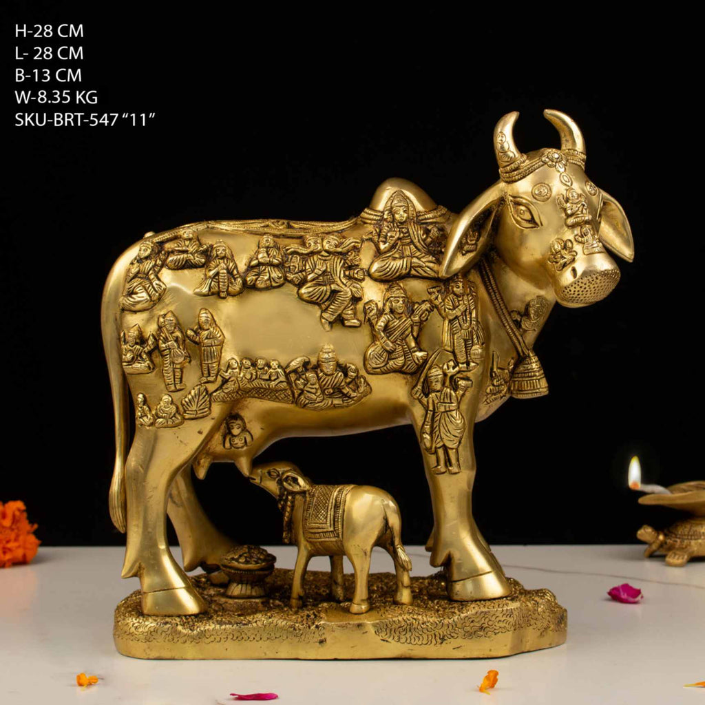 11" BRASS COW WITH CALF