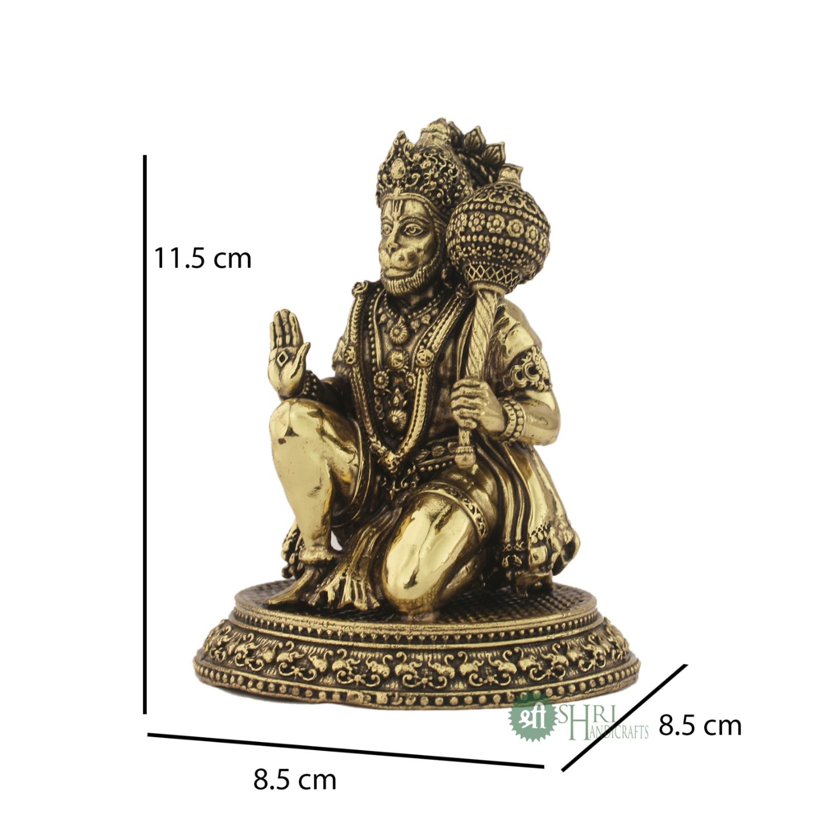 5" BRASS HANUMAN STATUE