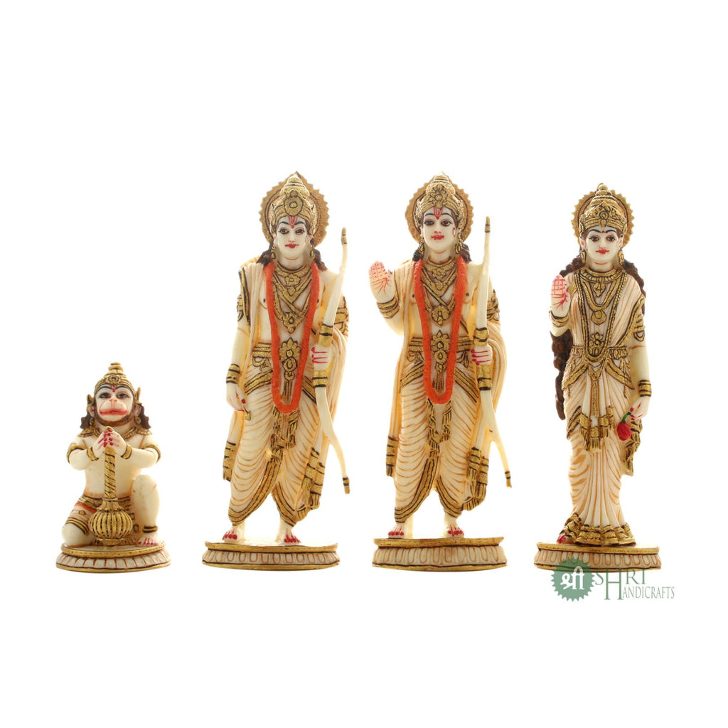 7.5" Ram Darbar Idol | Marble Finish Resin Statue of Lord Ram, Sita, Laxman & Hanuman