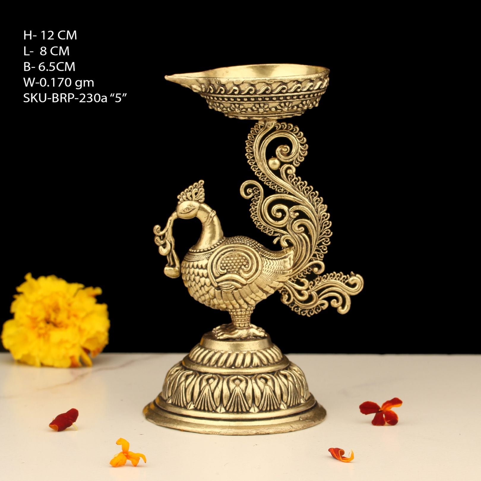 5" BRASS PEACOCK DEEPAK