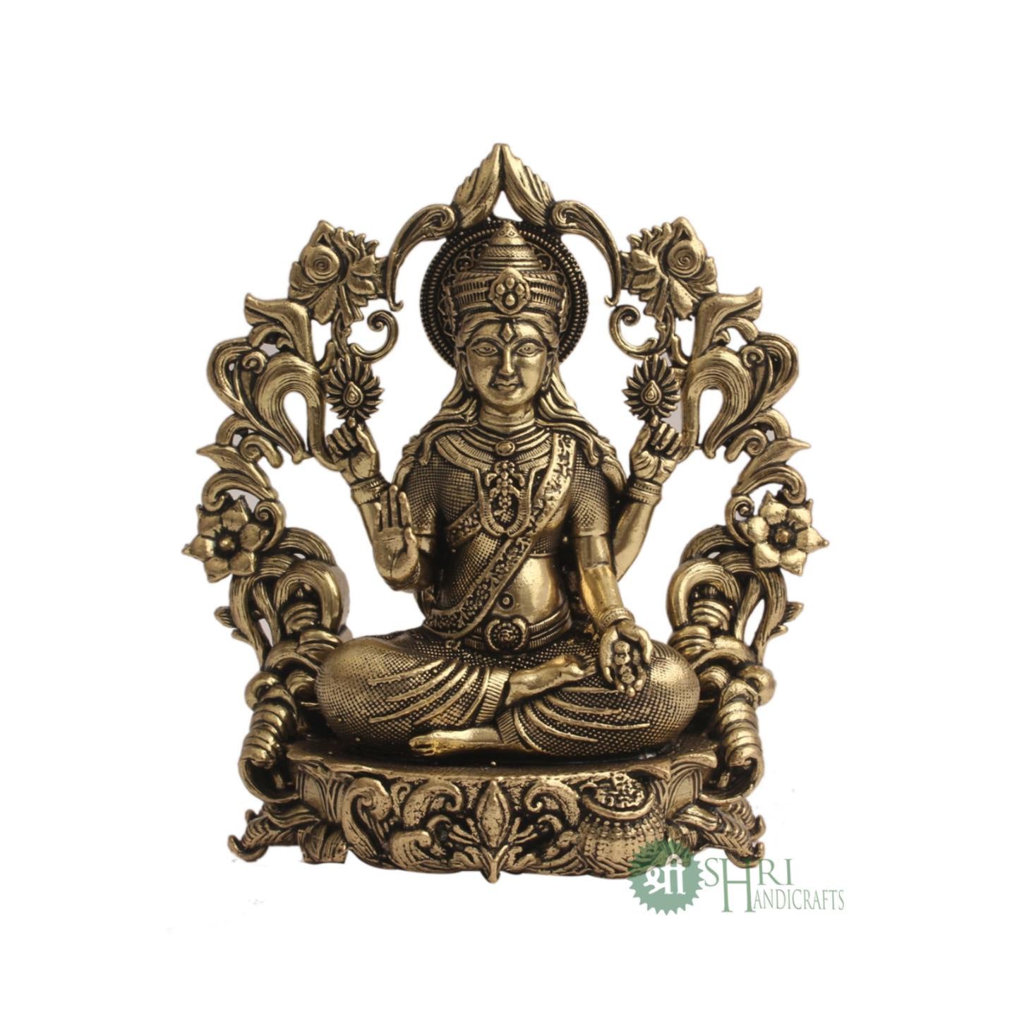 4" BRASS LAXMI SITTING ON SINGHASHAN