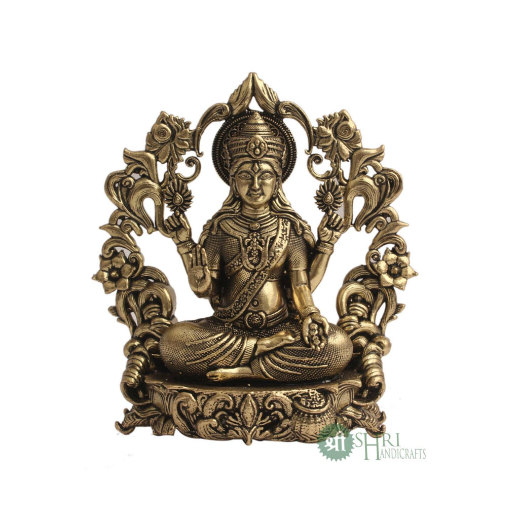 4" BRASS LAXMI SITTING ON SINGHASHAN