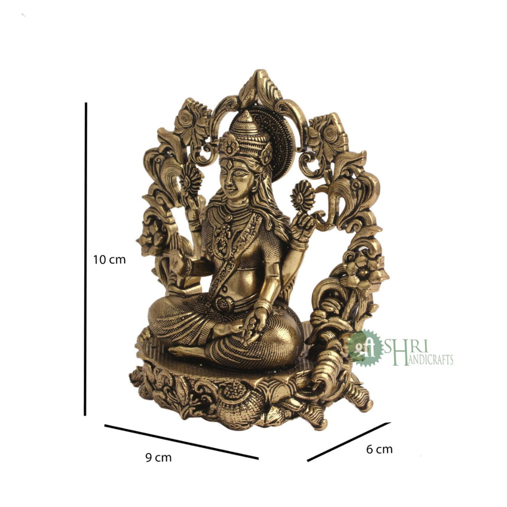 4" BRASS LAXMI SITTING ON SINGHASHAN