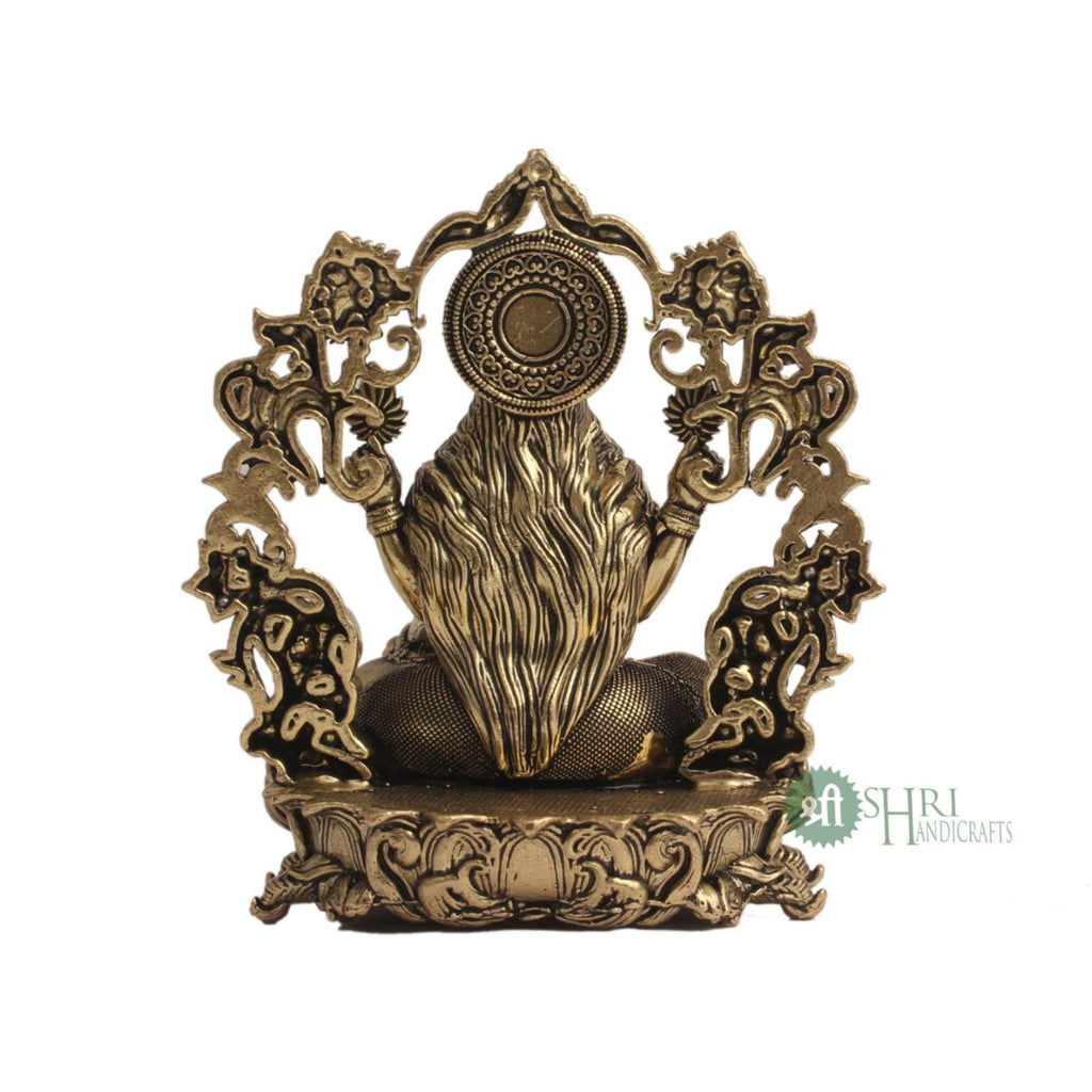 4" BRASS LAXMI SITTING ON SINGHASHAN