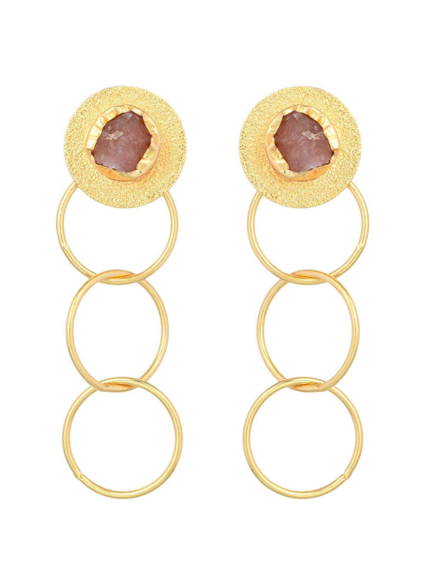 Women's Overlapped Circle Stone Studded Earring