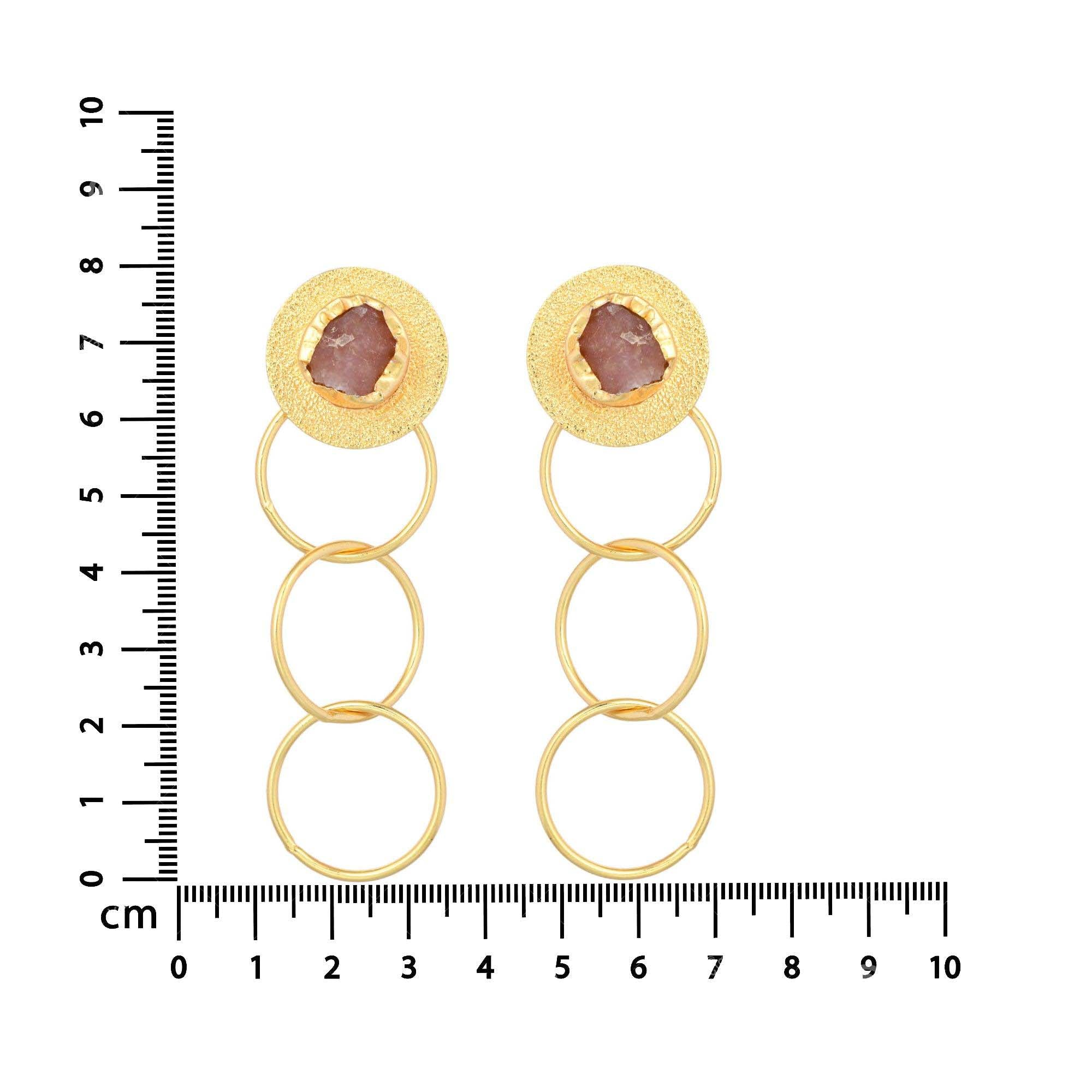 Women's Overlapped Circle Stone Studded Earring