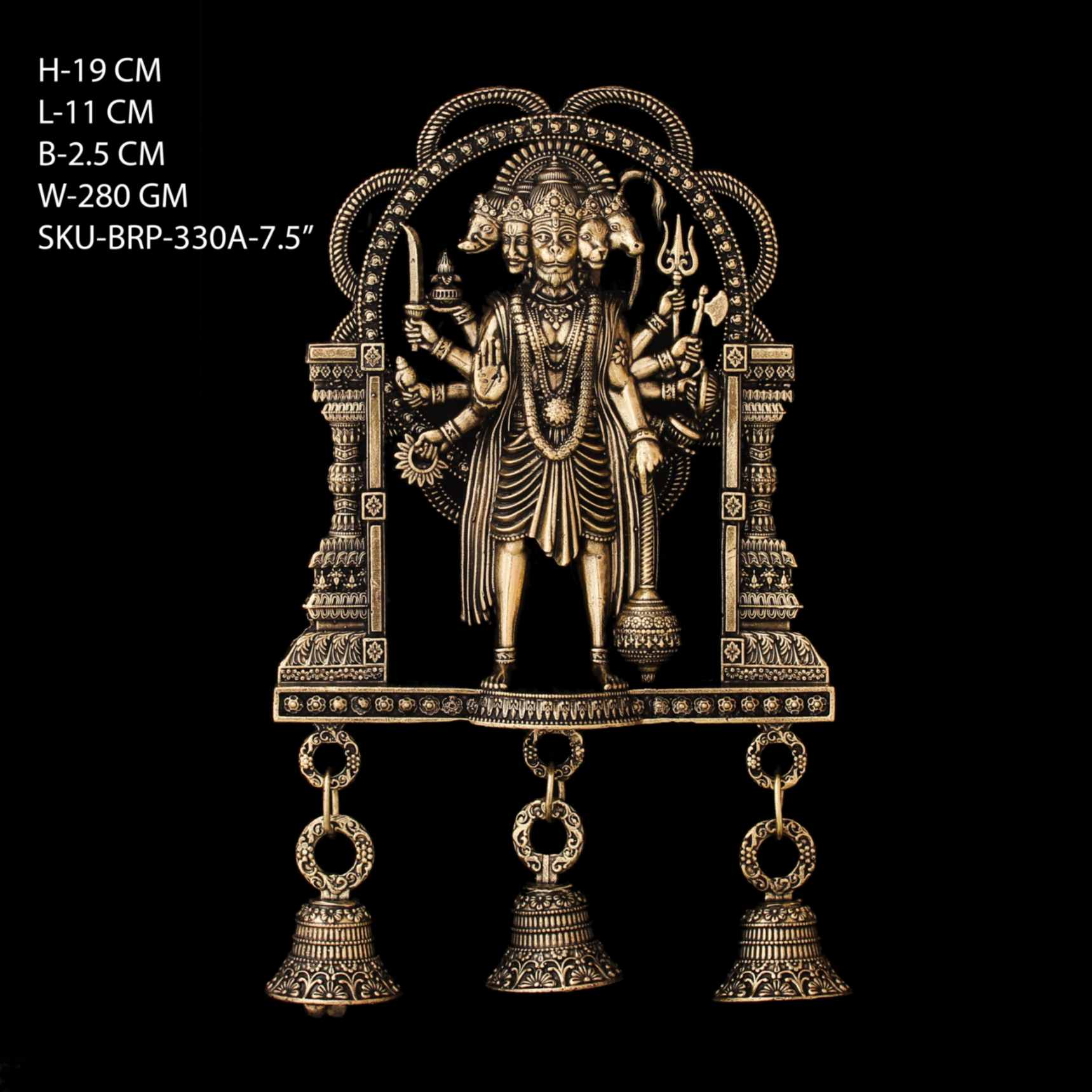 7.5" PREMIUM BRASS 5 FACE HANUMA LATKAN