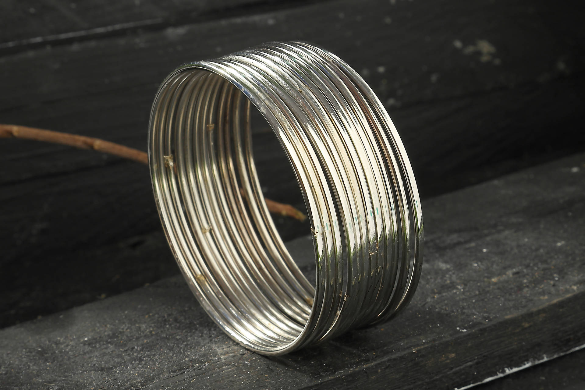 Johar Kamal Oxidised Silver-Plated Bangles