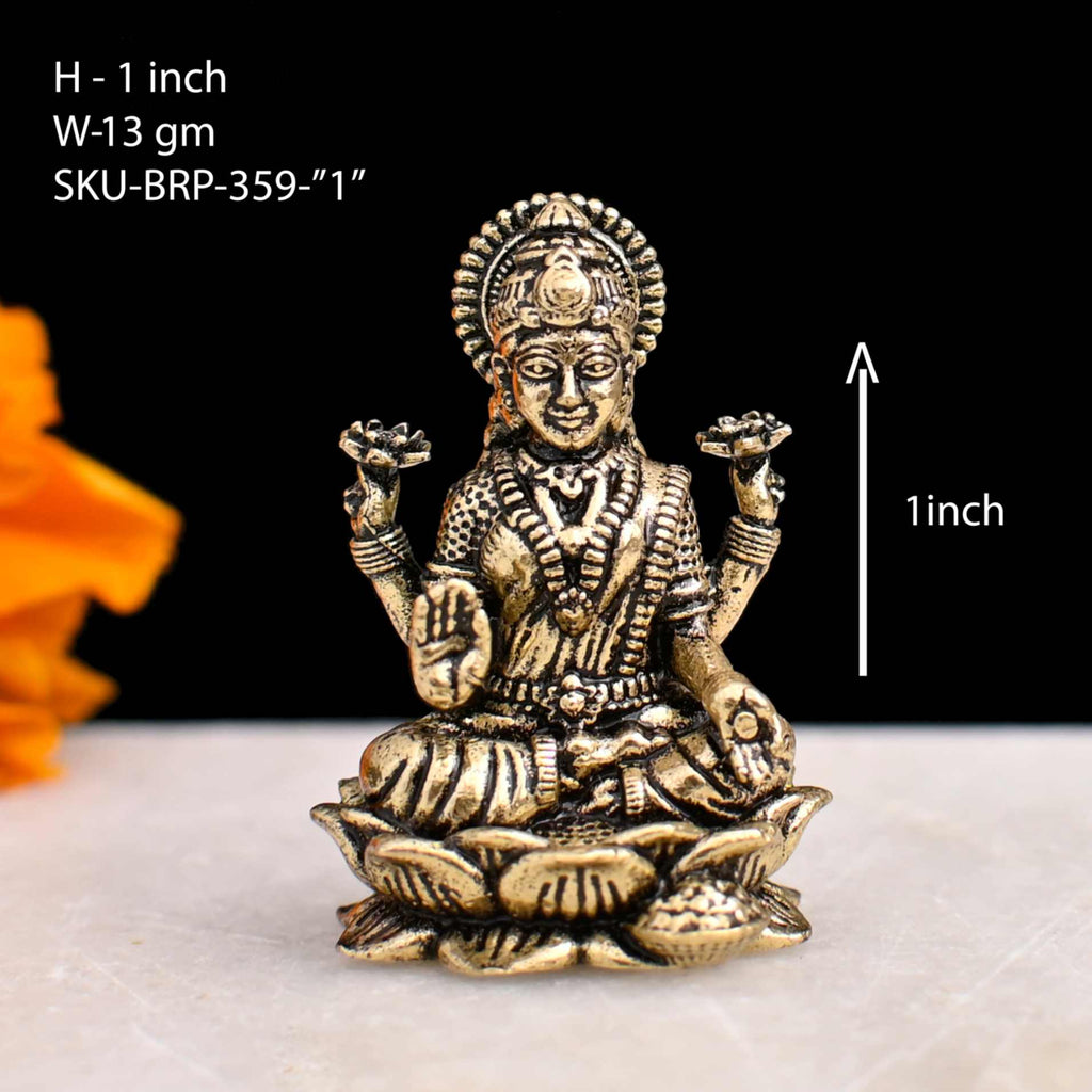 1" Brass Goddess Lakshmi Idol – Handcrafted Mini Pooja Décor Figurine