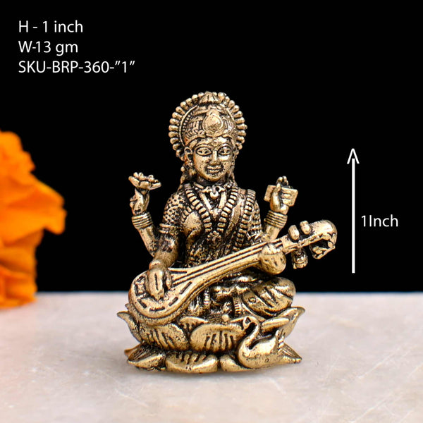 1" Brass Saraswati Idol | Premium Handcrafted Goddess Figurine