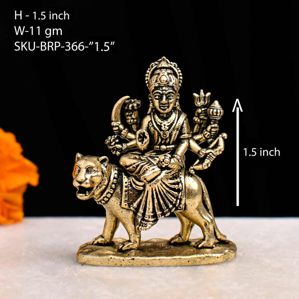 1.5" Brass Goddess Durga Idol – Handcrafted Mini Pooja Figurine