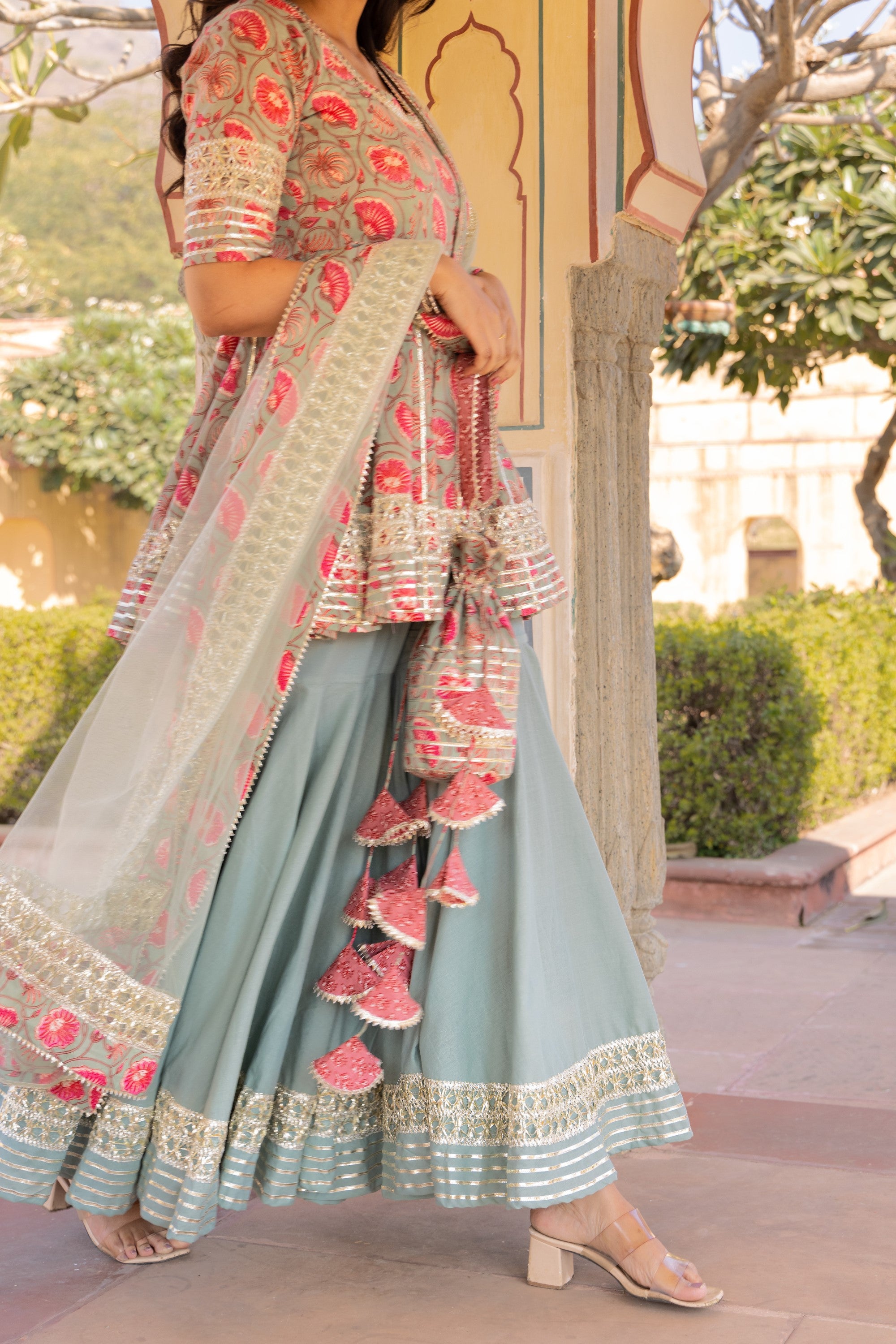 Women's Fareen Cotton Sharara Set - Pomcha Jaipur