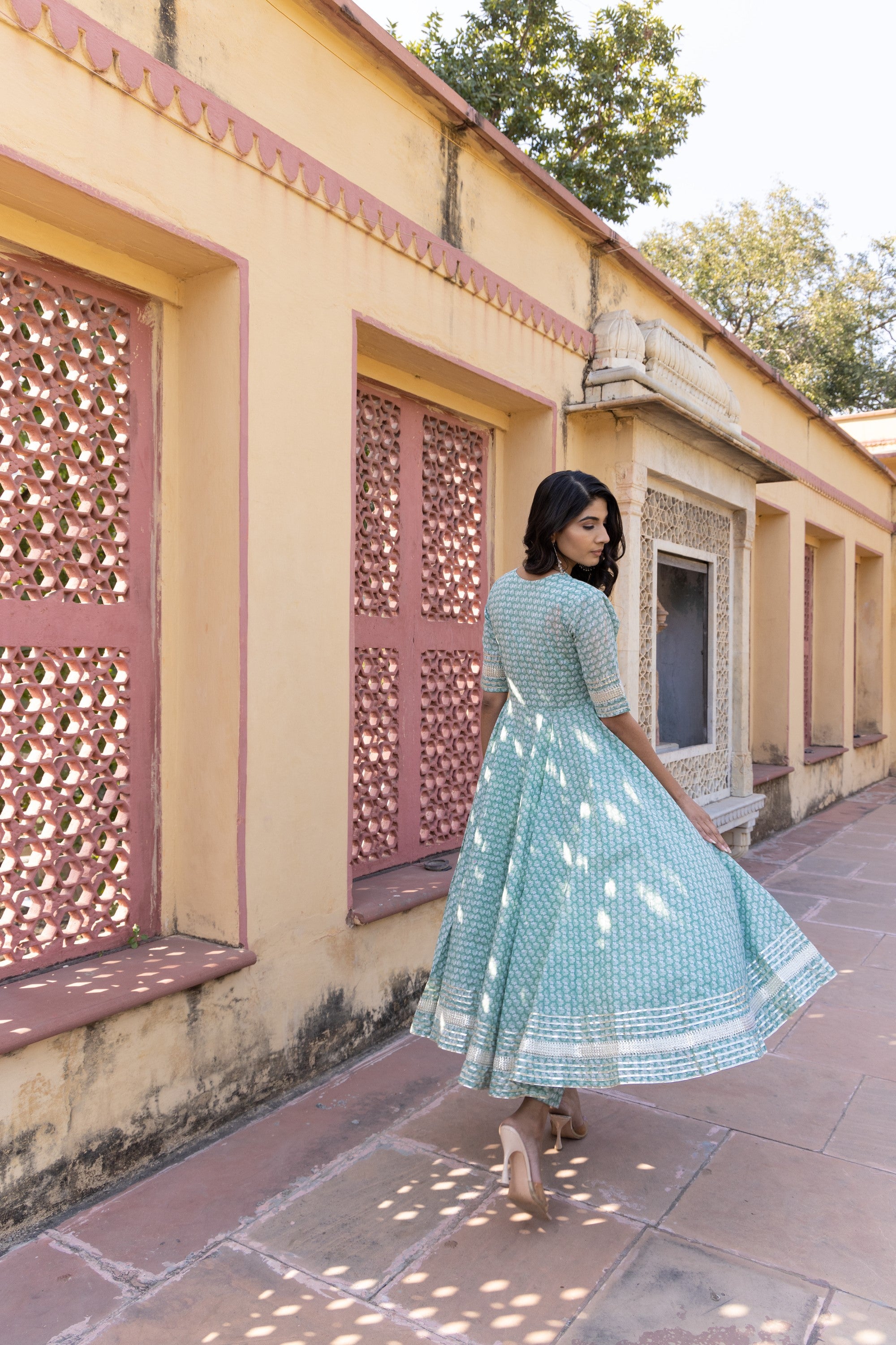 Women's Mahnoor Cotton Anarkali Set - Pomcha Jaipur