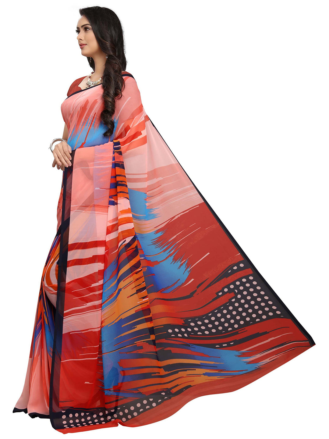 Women's Multicolor Georgette Printed Saree - Ahika