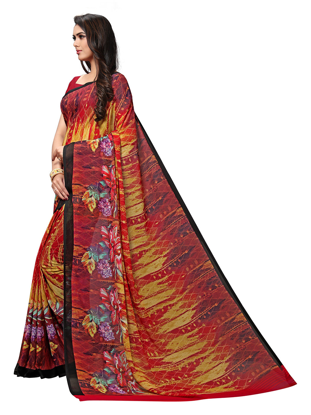 Women's Multicolor Georgette Printed Saree - Ahika
