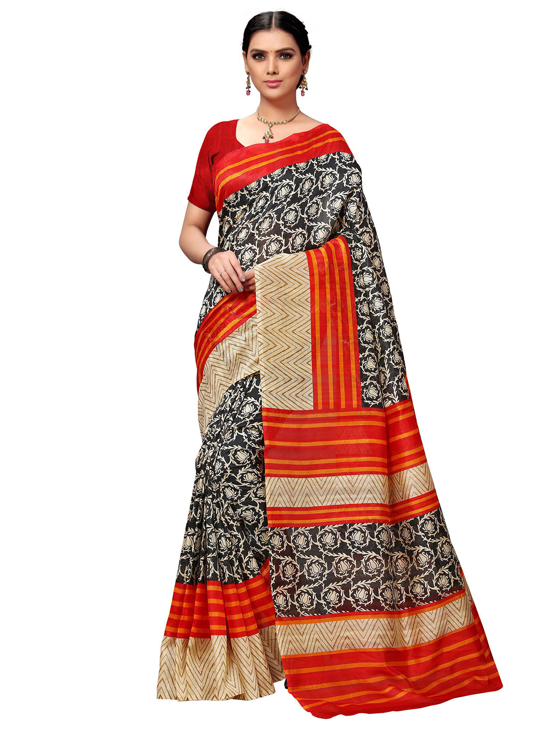 Women's Multicolor Tussar Silk Printed Saree - Ahika