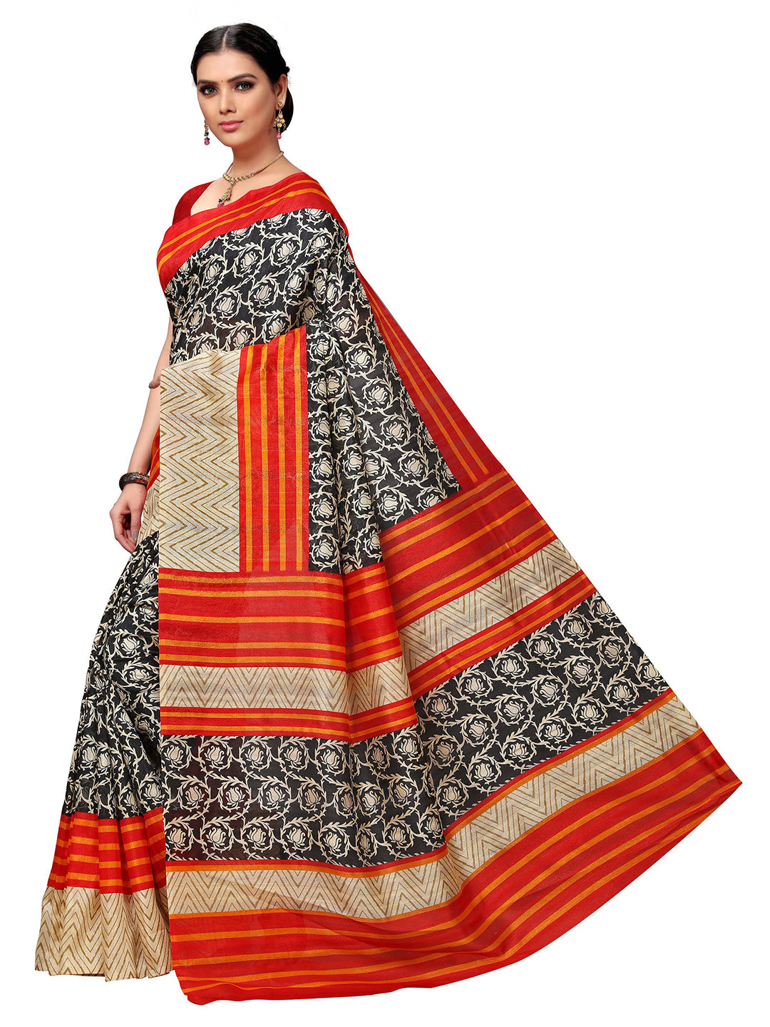 Women's Multicolor Tussar Silk Printed Saree - Ahika