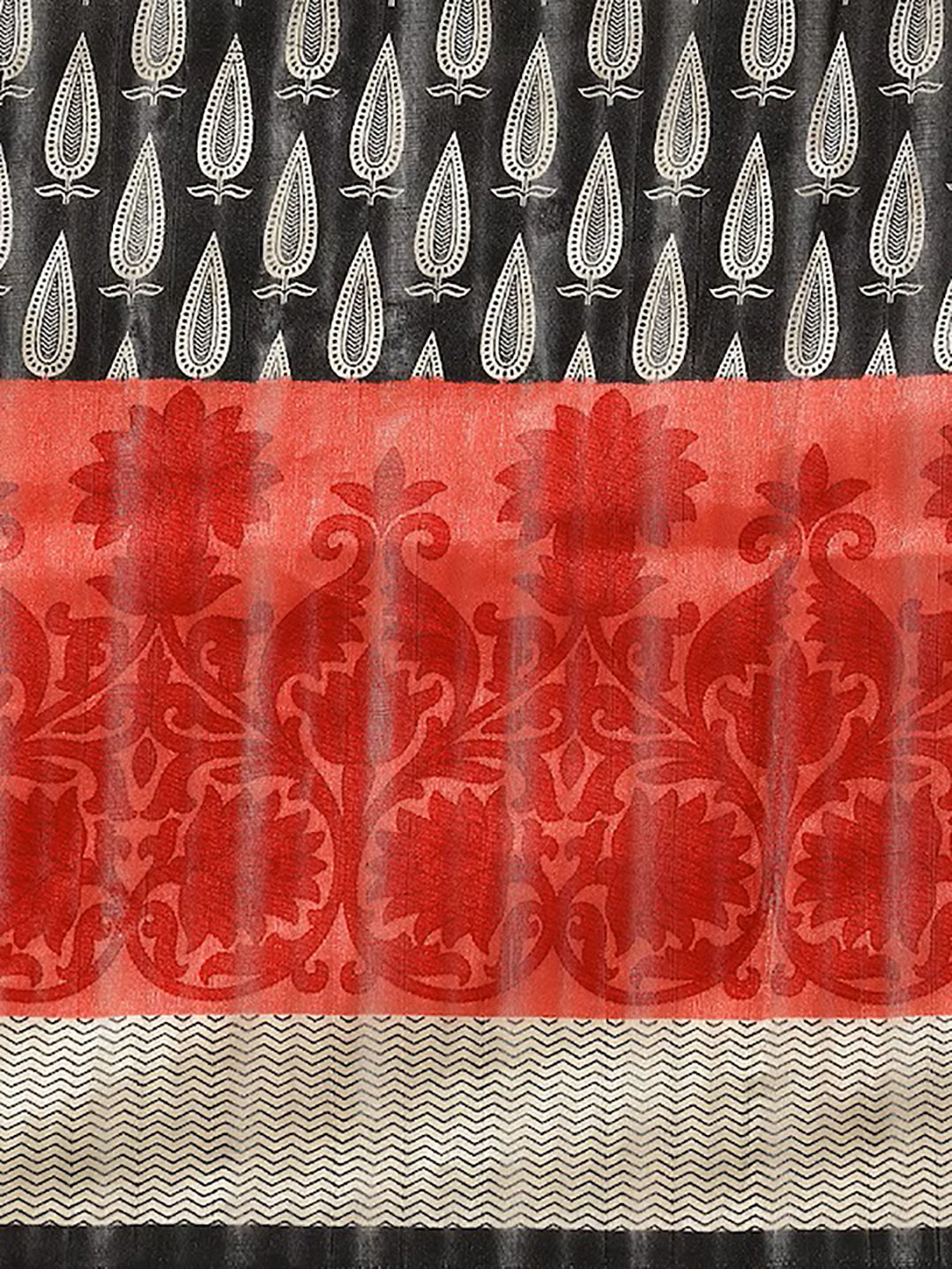 Women's Red Tussar Silk Printed Saree - Ahika