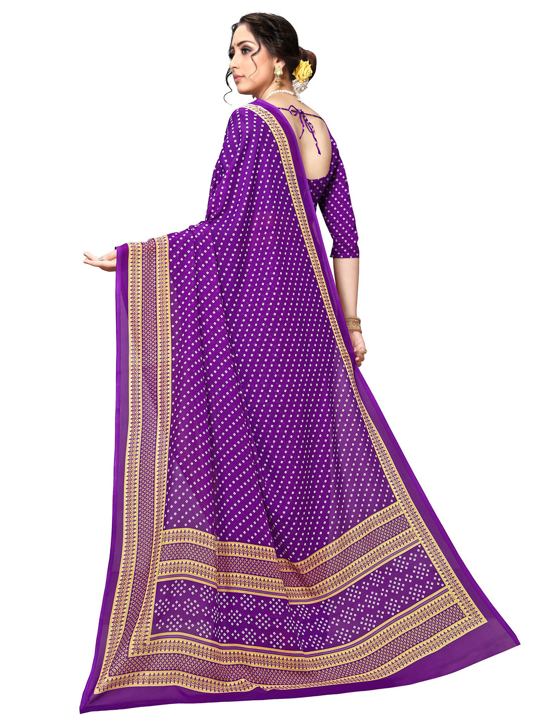 Women's Purple Georgette Printed Saree - Ahika