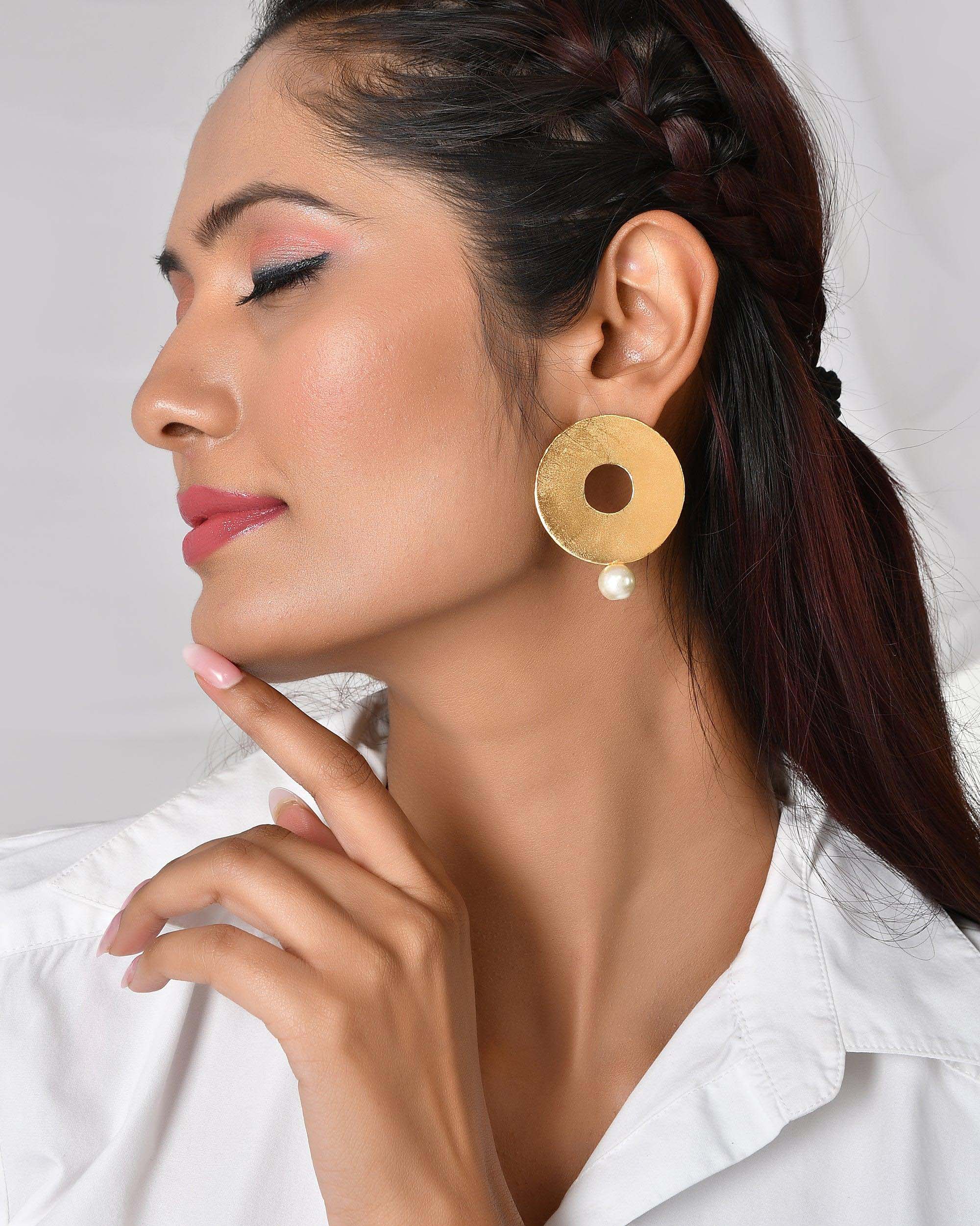 Women's Pearl Concentric Circle Earring