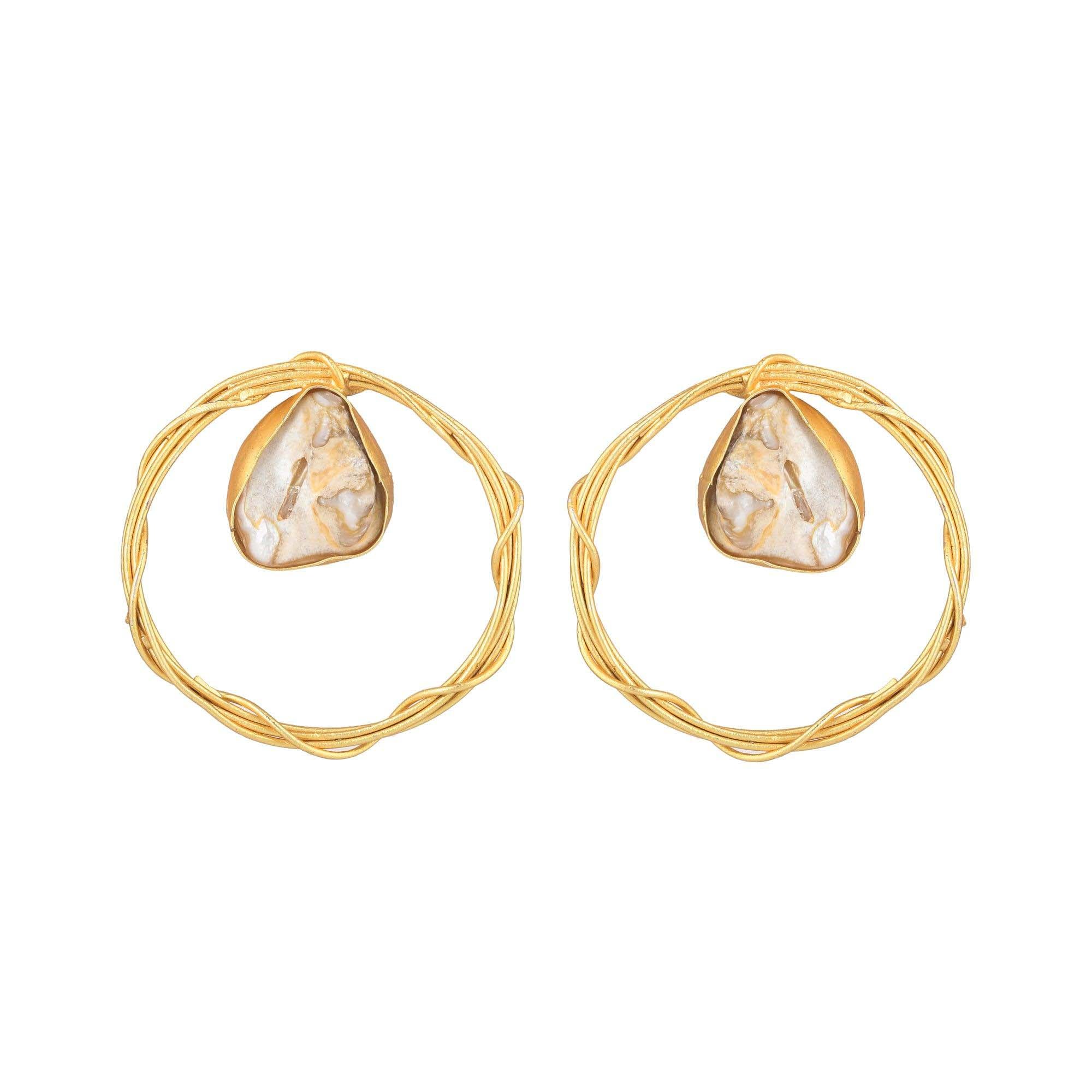 Women's Pearl Twisted Wired Hoop - Zurii Jewels