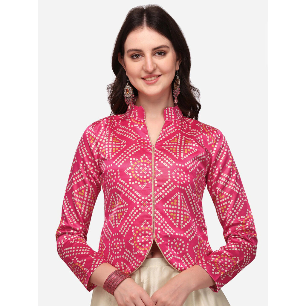 Women's Ethnic Motifs Digital Print Shiney Satin Croptop Lehenga Choli With Unstitched Blouse