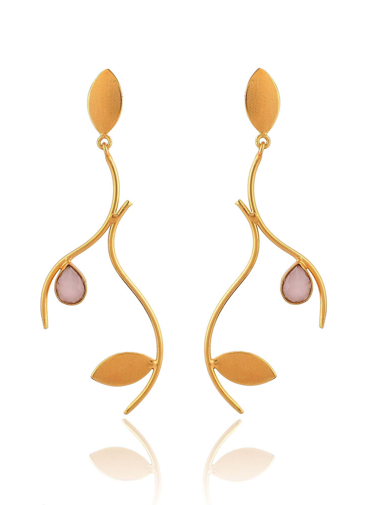 Women's Tear Drop Stone Leaf Earring