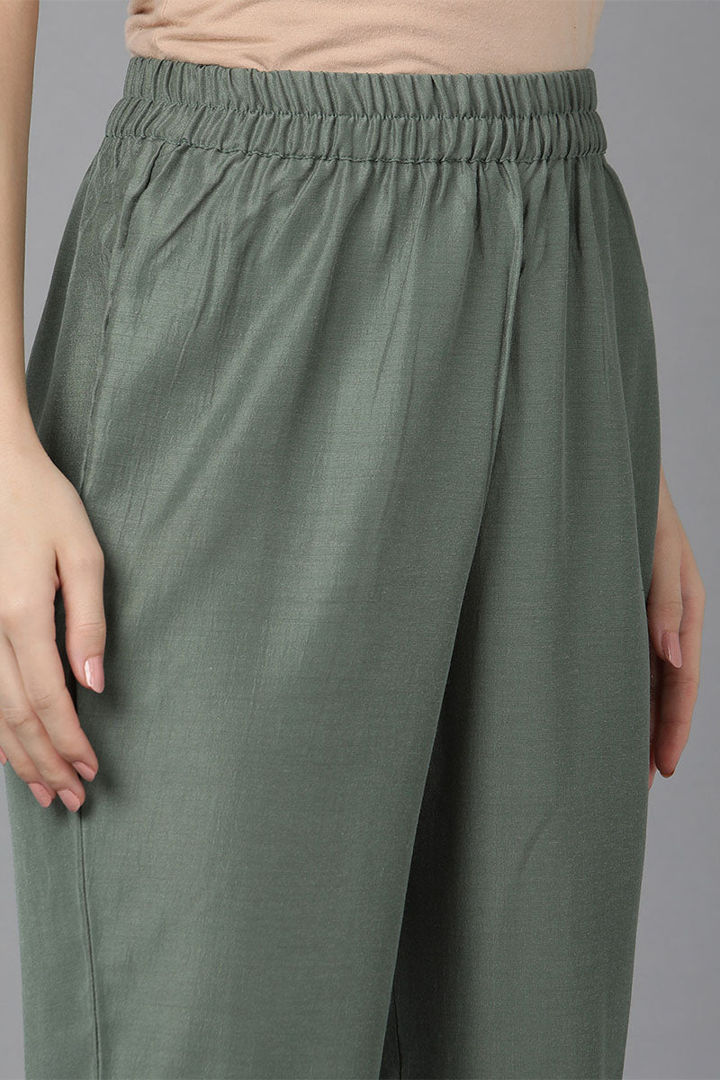 Women's Poly Silk Solid Kurta Pants With Dupatta