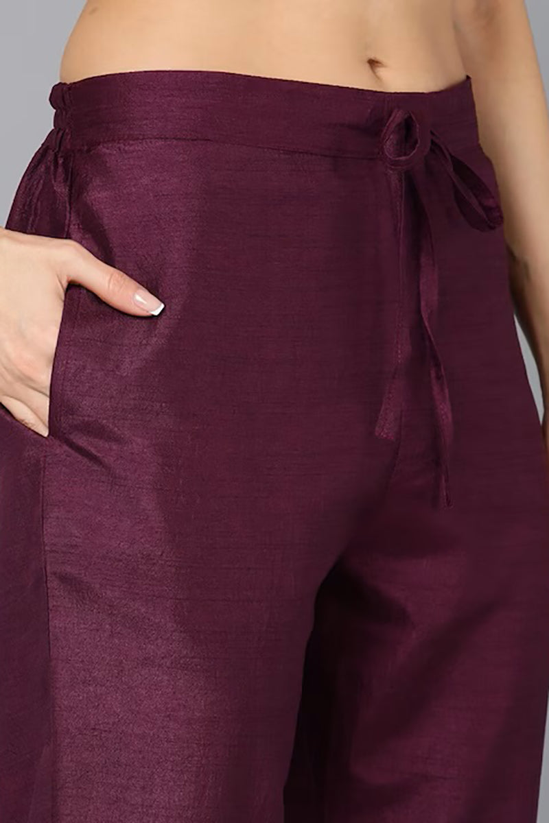 Women's Silk Blend Embroidered Kurta Pants With Dupatta -Ahika USA
