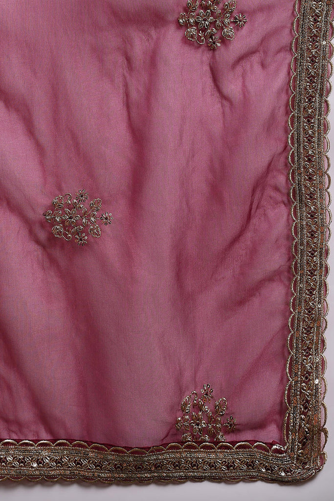 Women's Burgundy Silk Blend Solid Solid Straight Kurta Palazzo With Dupatta