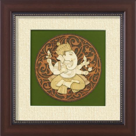 Pothi Ganesh Decorative Frame – Handcrafted Wooden Devotional Wall Art