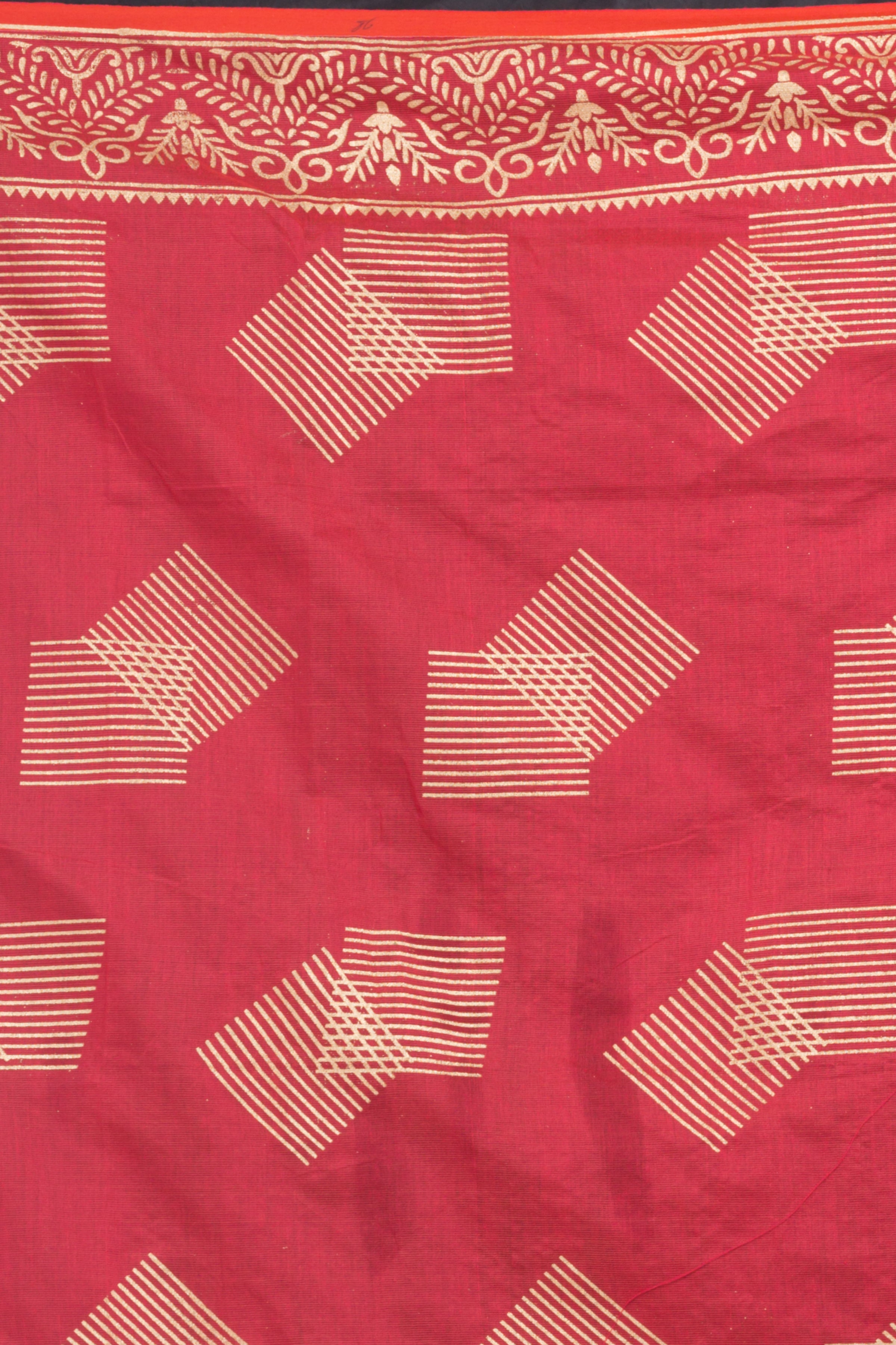 Women's Tometa Red Hand Woven Cotton Silk Printed Saree - Piyari Fashion