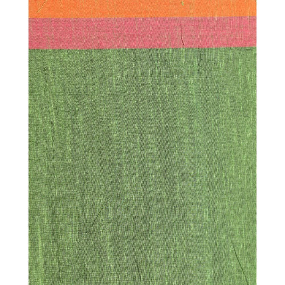 Women's Handspun Cotton Green Handloom Begampuri Saree