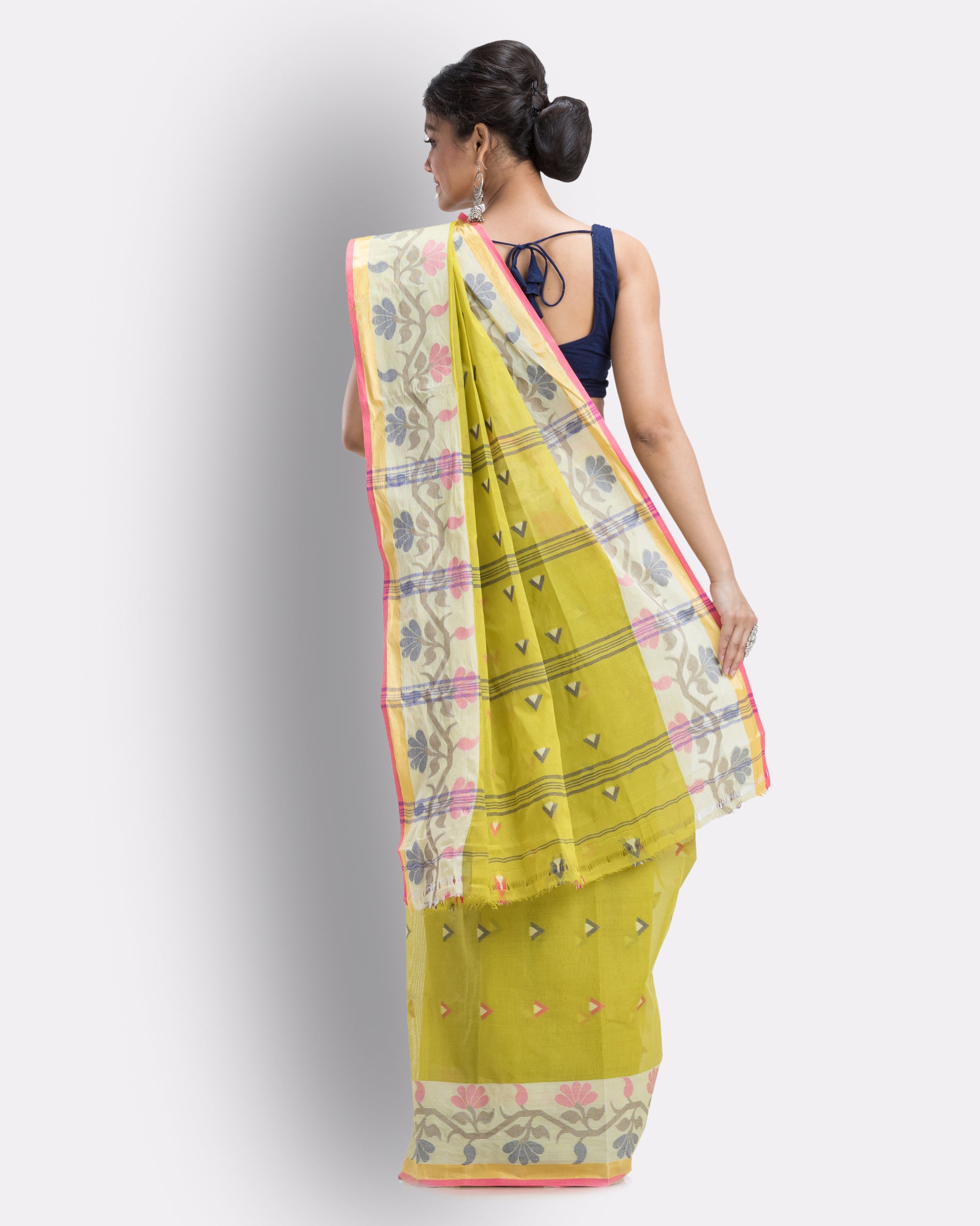 Women's Cotton Lemon Handloom Tant Saree - Piyari Fashion