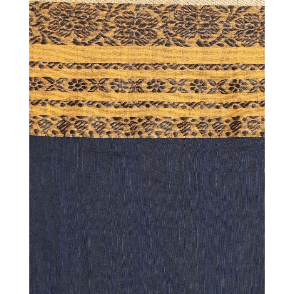Women's Handspun Cotton Navy Blue Handloom Begampuri Saree - Piyari Fashion