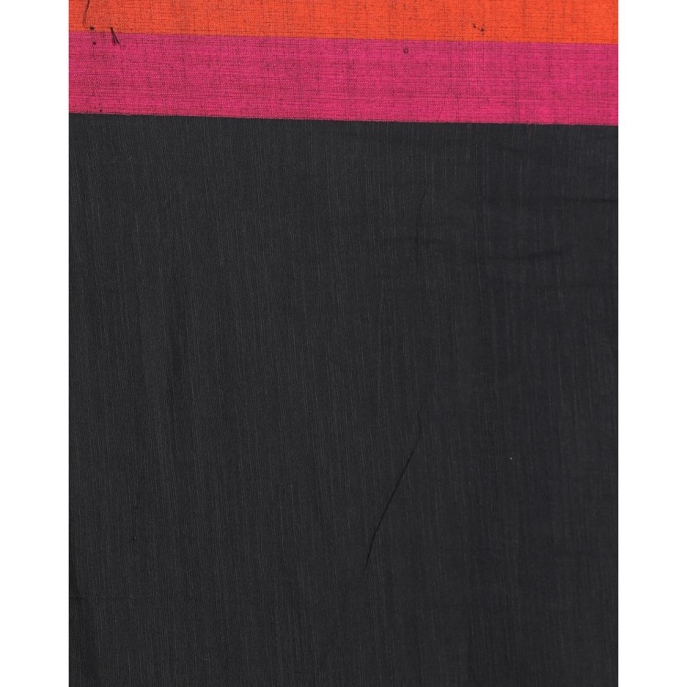 Women's Handspun Cotton Black Handloom Begampuri Saree - Piyari Fashion